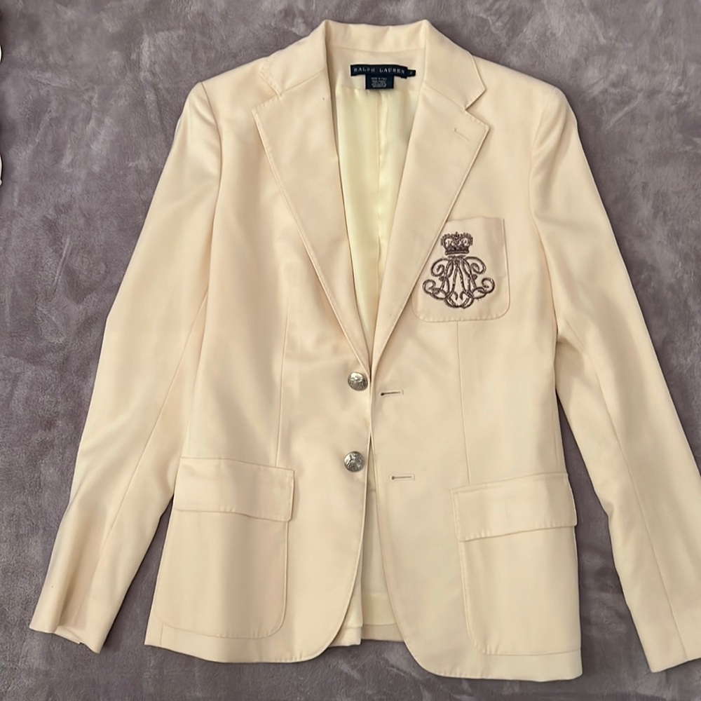 Ralph Lauren Cream Blazer with Embroidered Crest